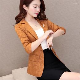 Women's Suits 2024 Autumn One Button Chic Small Suit W Ith 7/4 Sleeves Korean Edition Slim Fit Casual Short Coat Top