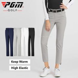 PGM Womens Golf Pants Windproof Warm Sports Pants Autumn Winter Ladies Split Slim Trousers Ankle Length Casual Sweatpants XS-XL 240326