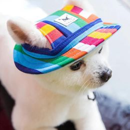 Dog Apparel Outdoor Hat Canvas Caps Baseball Cap With Ear Holes For Small Dogs Beach Visor Hats Puppy Headdress Accessories