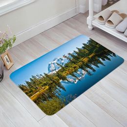 Carpets Lakeside Green Forest Snow Mountain Kitchen Doormat Bedroom Bath Floor Carpet House Hold Door Mat Area Rugs Home Decor
