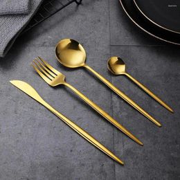 Dinnerware Sets Elegant Dining Utensils Thickened Edge Cutlery Stainless Steel Set For Home Parties Weddings Heat Kitchen