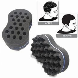 Escova de escova de cabelo magia de lados duplos oval para esponja de esponja para escovas de esponja de onda de bobina afro naturais