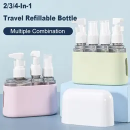 Storage Bottles Refillable 3/4-In-1 Travel Bottle Set Silicone Leak Proof Mini Shampoo Dispenser Spray Portable Empty Cosmetic Container