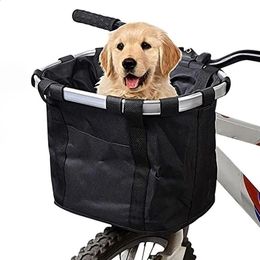 Bike Front Basket Bicycle Pet Carrying Bag Foldable and Detachable Mountainous Portable 5KG Load 240329