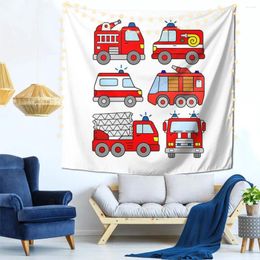 Tapestries Firetruck Firefighter Vehicle Ambulance Wall Decor Tapestry With Hooks Office Perfect Gift Soft Fabric Delicate