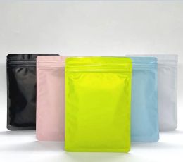 wholesale Thick Flat Bottom Matte Color Aluminum Foil Zip Lock Bag White Pink Black Powder Coffee Heat Sealing Pouches Support Logo ZZ