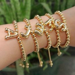 Europe and America Luxury Women Bracelet 18K Gold Colour Brass A-Z Letter Bracelet Links for Girls Women Nice Gift