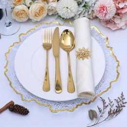 Plates 6Pcs Golden Reef Charger Clear Wedding Decoration Party Decor SuppliesHoliday Holiday Supplies