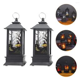 Candle Holders 2 Pcs Wind Lamp Halloween Hanging Lantern Chandelier Flame Light Ornament Plastic Festival Accessory LED Lanterns