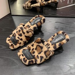 Slippers Women Modern Leopard Print Low Heels For Easy Outdoor Ladies Winter Autumn Party Shoes