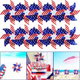Garden Decorations 10Pcs American Flag Windmill July Of 4th Wind Spinner Memorial Day Pinwheels Decor For Home Yard Lawn Supplies