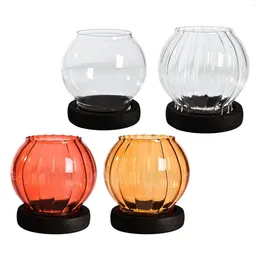 Candle Holders Glass Holder Table Centerpiece Nordic Round Transparent Stand