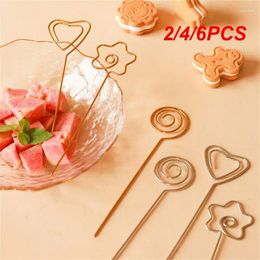 Forks 2/4/6PCS Children Fork Portable Tableware Creative Golden El Restaurant Fruit Sign Stainless Steel