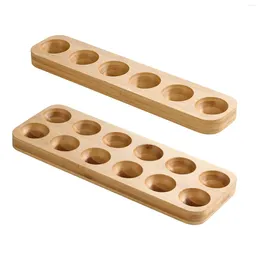 Kitchen Storage 6/12 Holes Wooden Egg Holder Rustic Multi-Compartment Plate Natural Container For Home Tabletop Refrigerator Organizer