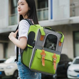 Cat Carriers Backpack Portable Large Capacity Canvas Pet Puppy Kitten Shoulders Bag Reflective Stripes Breathable Mesh Outdoor