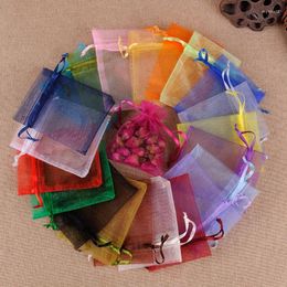 Gift Wrap 100pcs 9x12cm Organza Bags Jewellery Packaging Wedding Birthday Event Drawable Box Candy Pouches