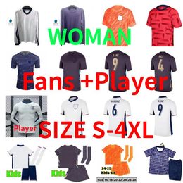 2024 Inglaterra Kane Soccer Jerseys Sterling Rashford Mount Grealish Foden Saka Bellingham 24 25 Camisa nacional de futebol masculino Kit Kits Sets Player Version