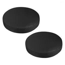 Chair Covers 2Pcs Black Stretch Stool Round Shape Ottoman Anti- Piano Stool- Proof For Wooden/ Metal Stools (
