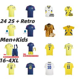 Sweden 2024 Euro Cup Soccer Jersey IBRAHIMOVIC 2025 Swedish National Team 24 25 LARSSON Football Shirt JANSSON BERG Home Yellow Away Navy Blue Kids Kit DAHLIN Uniform