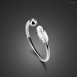 Cluster Rings Feather Leaves Ring 925 Sterling Silver For Women's Wing Dating Jewellery Aesthetic Italian Design Accessories Gift