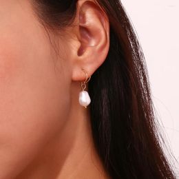 Dangle Earrings Minimalist Design In Coil Spring Shape Fresh Water Pearl Trendy Women's Drop 2024 Luxury Quality Woman Jewelry