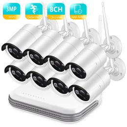 System BESDER 8CH Wireless CCTV System 3MP WiFi IP Camera AI Face Detection Mini NVR CCTV Kit Infrared Night Vision Video Surveillance