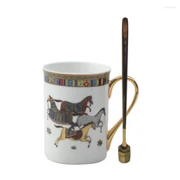 Mugs Ceramic Tea Including 304 SUS Spoons Breakfast Milk Coffee Cup Office Drinkware Kitchen Utensils Wedding Gifts 500ML