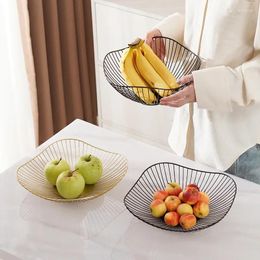 Plates Nordic Fruit Basket Iron Modern Creative Kitchen Vegetable Drain Home Living Room Candy Snack Plate