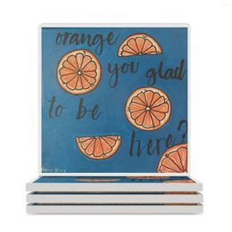 Table Mats Orange You Glad Pun Ceramic Coasters (Square) Bulk Mug Set Cup Mat