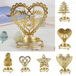 Candle Holders Nordic Golden Christmas Candlestick Tree Santa Claus Elk Shape Holder Metal Home Decoration Xmas