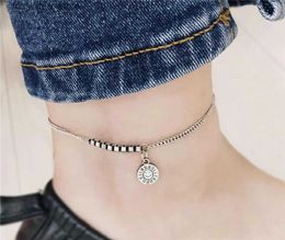 Anklets Fashion Statement Designer Smiling Facial Expression Pendant Ankle Real 925 Sterling Silver Women Anklet L46