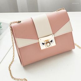 Shoulder Bags Contrast Color Bag Cover Women's Small Square Cute Metal Crossbody Mobile Phone Coin Purse Chain Handbag