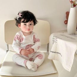 Clothing Sets 2024 Spring Baby Long Sleeve Home Wear Set Infant Girl Heart Dot Print Tops Pants 2pcs Suit Toddler Elastic Casual Outfits