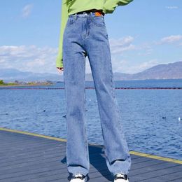 Women's Jeans Denim Straight Regular Fit Women Pants Brand Fashion Long Female Daily Trousers High Waist Luxury
