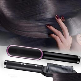 Hair Straighteners Professional Straightener Tourmaline Ceramic Curler Brush Comb Mtifunctional Curling Drop Delivery Products Care St Otw8J