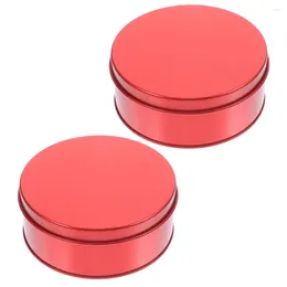 Storage Bottles 2 Pcs Tinplate Box Bread Container Small Tins With Lids Candy Jar Christmas Metal Cookie Empty