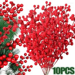 Party Decoration 1-10PCS Christmas Simulation Berry Berries Branches Artificial Flower Fruit Cherry Plants Pendant Home Xmas Decor DIY Gift