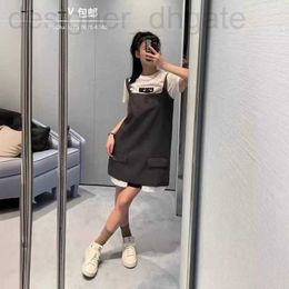 Basic & Casual Dresses designer Niche Design 2024 Early Spring New Grey Chest Letter Embroidered Pocket Decorative Strap Tank Top Dress for Women IVK5