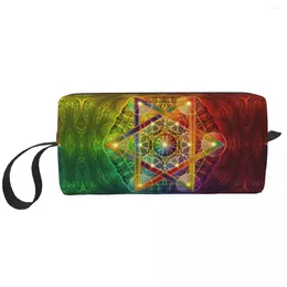 Storage Bags Metatron's Cube With Merkabah And Flower Of Life Makeup Bag Travel Cosmetic Organizer Cute Sacred Geometry Toiletry