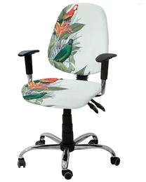 Chair Covers Parrot Bird Flower Leaves Elastic Armchair Computer Cover Stretch Removable Office Slipcover Split Seat