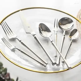 Dinnerware Sets Tableware Drop Stainless Steel Dining Table Spoon Knife Fork Chopsticks Utensils Flatware Silverware