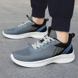 Casual Shoes Fashion Running Breathable Soft Bottom For Men Mesh Mountaineering Sport Lace Up Solid Colour Sneakers