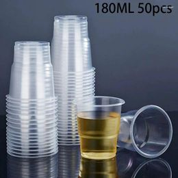 Disposable Cups Straws 50PCS Clear Plastic Cup Outdoor Picnic Birthday Kitchen Party Tableware For Cold Drinks