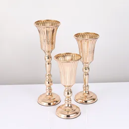 Vases Gold Colour Metal Flower Vase Wedding Table Centrepieces Arrangement Iron Holder Ornaments Birthday Party Home Decor