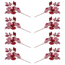 Decorative Flowers 8 Pcs Simulated Eucalyptus Leaves Birthday Decoration Girl Artificial Stems Faux Branch Iron Leaf Plants Party Picks