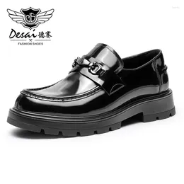 Casual Shoes DESAI Fashion Shiny Men Loafers Anti Slip Luxury Design For Man Black Spring Autumn Male Dress 2024