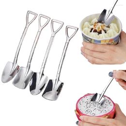Spoons Stainless Steel Shovel Shaped Spoon Coffee Stirring Ice Cream Dessert Watermelon Scoops Easy Cleaning Cute Kitchen Supplie