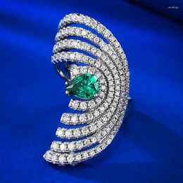 Cluster Rings Wholesale Of S925 Silver European And American Cross Border Luxury Set 5 7 Pear Shaped Emerald Ring