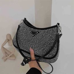 2024 New Designer womens crossbody shoulder Hot Female Style Rhinestone French Stick Triangle Underarm Oblique Straddle bag