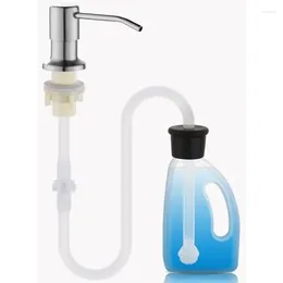 Liquid Soap Dispenser Kitchen Tool Sink Extension Tube Stainless Steel Bottle Hand Pressure